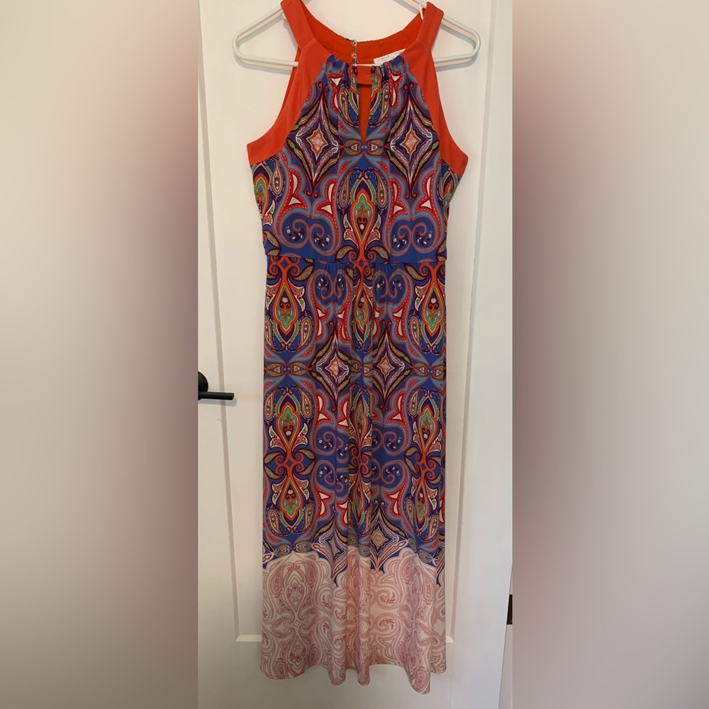 London Times Blue Sleeveless Maxi Sundress, size 8P, EUC